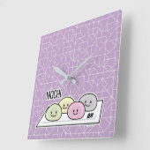 Niedlicher Mochi-Eiskremkuchen Japanischer grüner Quadratische Wanduhr (Winkel)