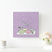 Niedlicher Mochi-Eiskremkuchen Japanischer grüner Quadratische Wanduhr (Zuhause)
