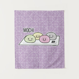 Niedlicher Mochi-Eiskremkuchen Japanischer grüner  Wandteppich