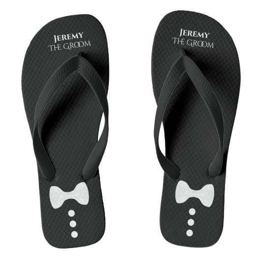 Niedlicher Mock Tuxedo Krawatte Groom Black Weddin Badesandalen (Fußbett)