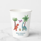 Niedlicher, moderner Aquarelldinosaurier-Geburtsta Pappbecher (Rückseite)