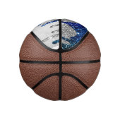 Niedlicher moderner Blue Glitzer Tropfen monogramm Mini Basketball (Rechts)
