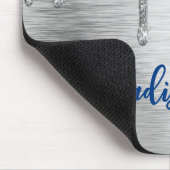 Niedlicher moderner Blue Glitzer Tropfen monogramm Mousepad (Ecke)
