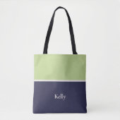 Niedlicher, moderner Blue Green Monogram Name Tasche (Vorderseite)