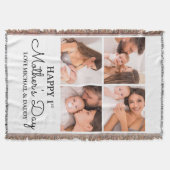 Niedlicher, moderner Fotocollage Happy First Mothe Decke (Vorderseite)