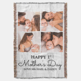 Niedlicher, moderner Fotocollage Happy First Mothe Decke