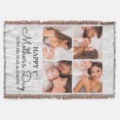 Niedlicher, moderner Fotocollage Happy First Mothe Decke (Vorderseite)