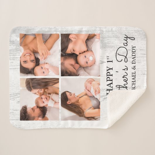 Niedlicher, moderner Fotocollage Happy First Mothe Sherpadecke (Vorderseite (Horizontal))