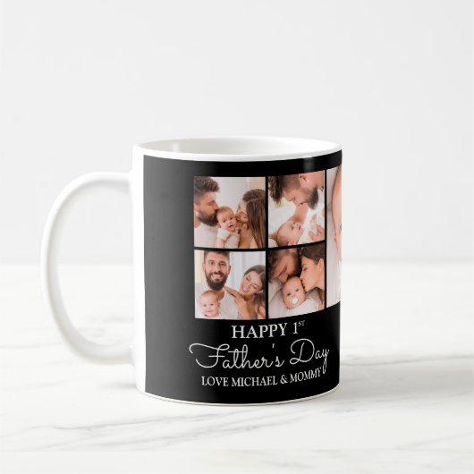 Niedlicher, moderner Fotocollage Happy First Vathe Kaffeetasse (Links)