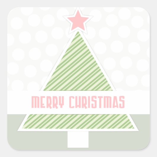 Niedlicher moderner froher Weihnachtsbaum Quadratischer Aufkleber (Vorderseite)