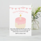 Niedlicher, moderner Geburtstagskuchen Einladung (Stehend Vorderseite)