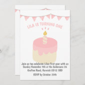 Niedlicher, moderner Geburtstagskuchen Einladung (Vorne/Hinten)