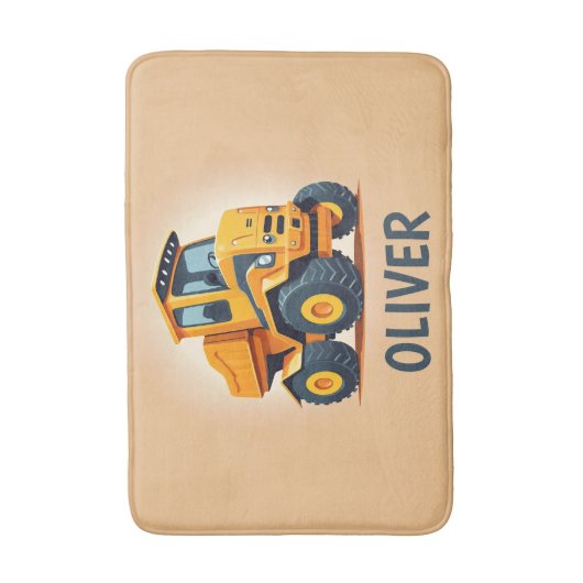 Niedlicher, moderner Gelbbauwagen Badematte (Vorderseite Vertikal)