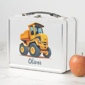 Niedlicher, moderner Gelbbauwagen Metall Brotdose (Beispiel)