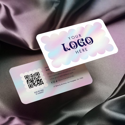 Niedlicher moderner Holografischer Logo QR Code La Visitenkarte