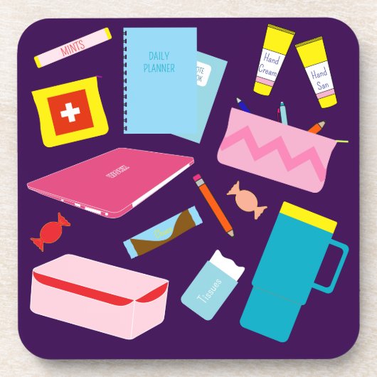 Niedlicher moderner Lehrer muss Untersetzer versor (Vorderseite)