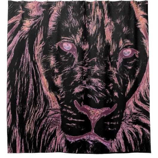 Niedlicher moderner Löwenfarbenduschvorhang Duschvorhang (Vorderseite)