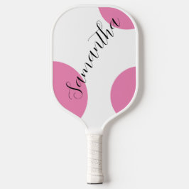 Niedlicher moderner Name Große rosa Polka Dots Pickleball Schläger