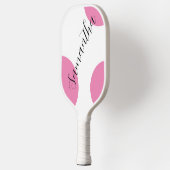 Niedlicher moderner Name Große rosa Polka Dots Pickleball Schläger (Links)