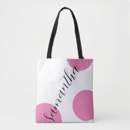 Niedlicher moderner Name Große rosa Polka Dots Tasche