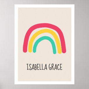 Niedlicher, moderner Regenbogenbaby-Name Poster