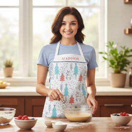 Niedlicher moderner Rentierweihnachtsname Personal Schürze