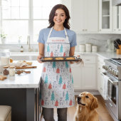 Niedlicher moderner Rentierweihnachtsname Personal Schürze