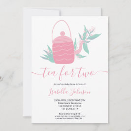 Niedlicher, moderner rosa Blumentee für zwei Babyd Einladung