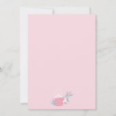 Niedlicher, moderner rosa Blumentee für zwei Babyd Einladung (Rückseite)