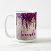 Niedlicher, moderner rosafarbener Glitzer Tropfen  Kaffeetasse (Links)