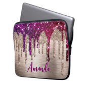 Niedlicher, moderner rosafarbener Glitzer Tropfen  Laptopschutzhülle (Vorderseite Links)