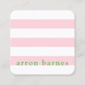 Niedlicher, moderner, rosafarbener Streifen Quadratische Visitenkarte (Vorderseite)