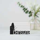 Niedlicher moderner Schwarz-weißer Streifen QR-Cod Visitenkarte (Stehend Vorderseite)