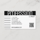 Niedlicher moderner Schwarz-weißer Streifen QR-Cod Visitenkarte (Rückseite)