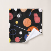 Niedlicher moderner Sportmeister Custom Kids Black Badhandtuch Set (Waschlappen)