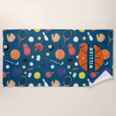 Niedlicher moderner Sportmeister Personalisiert Ki Strandtuch (Vorderseite)