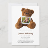 Niedlicher moderner Teddybär Foto Geburtstag Einladung (Vorderseite)