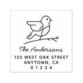 Niedlicher moderner Vogel auf Zweigstelle | RÜCKSE Permastempel (Design)