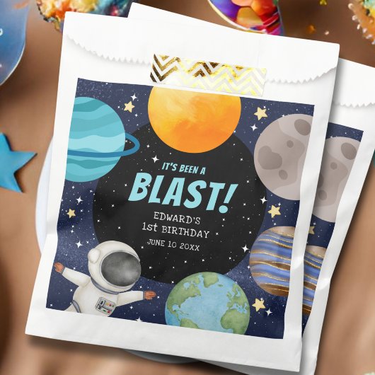 Niedlicher moderner Weltraum 1. Geburtstag Geschenktütchen