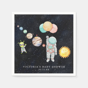 Niedlicher moderner Weltraum-Astronaut-Alien   Bab Serviette