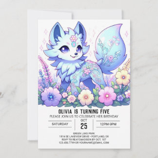 Niedlicher moderner Wolf Digital Geburtstag Einladung