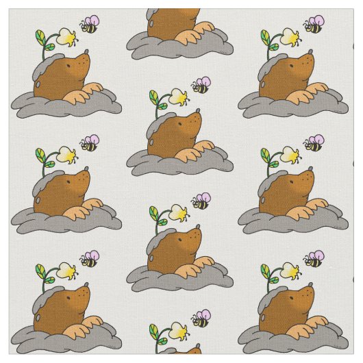 niedlicher Mole-Cartoon mit einem Stoff (Nahaufnahme)