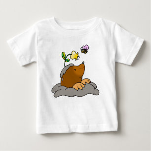 niedlicher Mole-Cartoon mit einer Blumenbiene Baby T-shirt