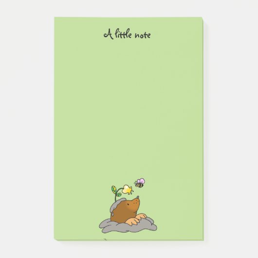 niedlicher Mole-Cartoon mit einer Blumenbiene Post-it Klebezettel (Vorderseite)
