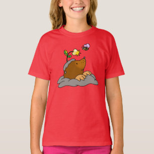 niedlicher Mole-Cartoon mit einer Blumenbiene T-Shirt