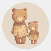 Niedlicher Mommy Teddy Bear und Baby Bear. Mathers Runder Aufkleber (Vorderseite)
