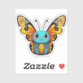 Niedlicher Monarch Butterfly Whimsical Cartoon Gra Aufkleber (Blatt)