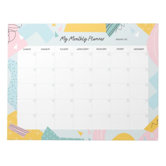 Niedlicher Monatsplaner Abstrakte Nudeln Notepad Notizblock (Vorderseite)