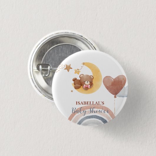 Niedlicher Mond Bärenjunge aus Afrika duschen Button (Vorne & Hinten)