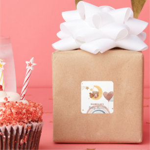 Niedlicher Mond Bärenjunge aus Afrika duschen Quadratischer Aufkleber